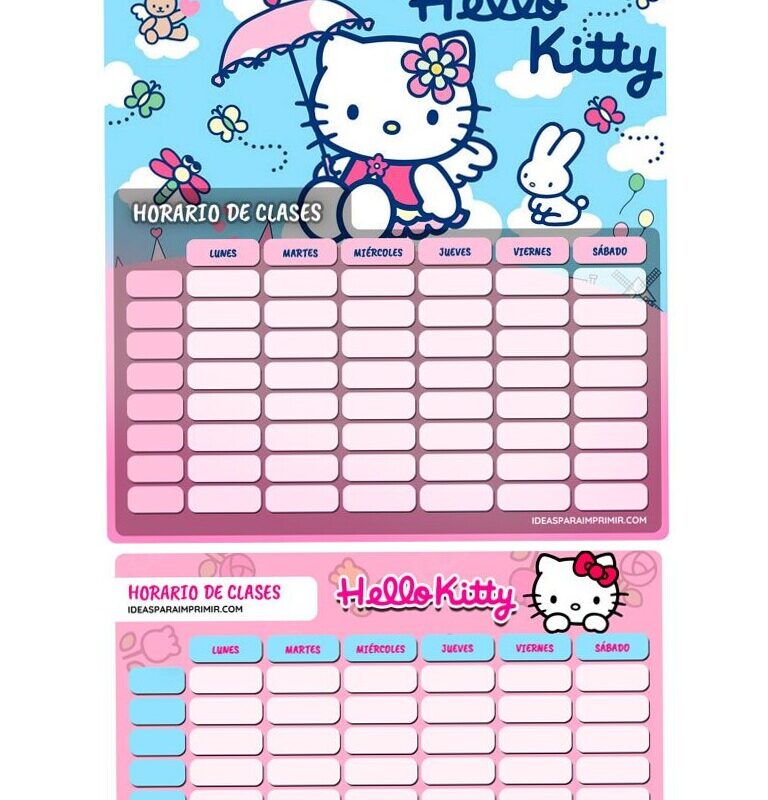 🕯️ 🤍 ¡GRATIS! Horarios de Clases de HELLO KITTY para imprimir | dream life manifestation