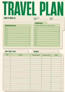 Green Simple Travel Planner A4 — Canva Templates — 📝 📅 dream life manifestation