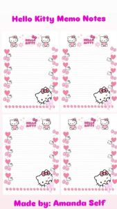 Hello Kitty 4-Cut Memo Notes Template — 🌸 💌 dream life manifestation