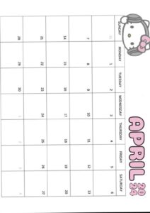 Hello Kitty April 2024 Digital Calendar | Creative Planner Asset — 🕯️ ✨ dream life manifestation