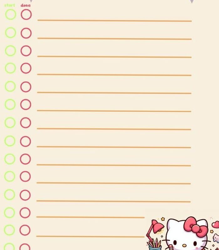 🌈 🎨 Hello Kitty Checklist — Digital Planner Asset | no-stress tracker