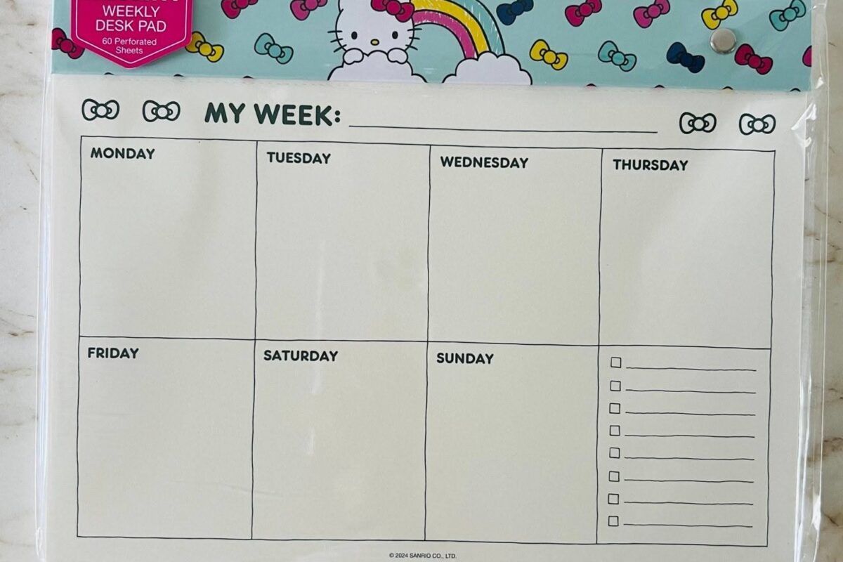 Hello Kitty Green/White Weekly Planner Desk Pad | OS Size — 🎀 ☁️ dream life manifestation