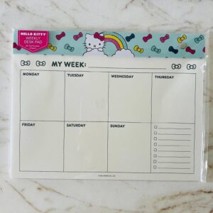 Hello Kitty Green/White Weekly Planner Desk Pad | OS Size — 🎀 ☁️ dream life manifestation