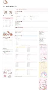 🎀 ☁️ Hello Kitty Notion Template | Cute Journal Study Ideas | pro digital dashboard