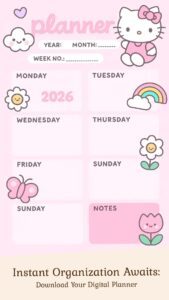 Hello Kitty Pink Weekly Planner Aesthetic Design — 🖇️ 📅 stay inspired all year long