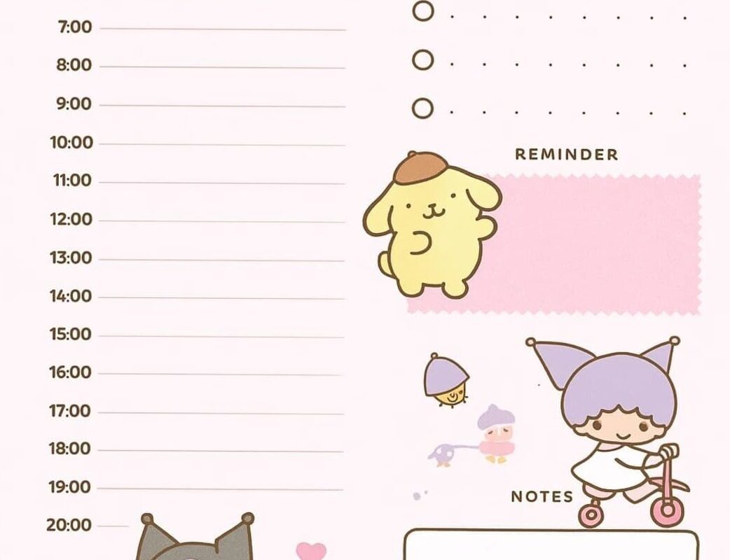 Hello Kitty Planner Template — Aesthetic Daily Schedule Design — 📅 🖇️ dream life manifestation