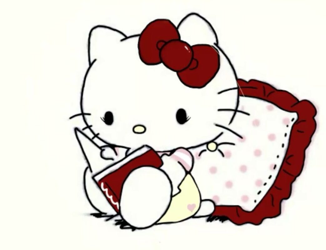 Hello Kitty Reading — Digital Planner Wallpaper — 🥂 🍰 dream life manifestation
