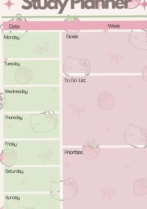 🪄 🖌️ Hello Kitty Strawberry Planner Romantic Digital Design & Creative Assets | dream life manifestation