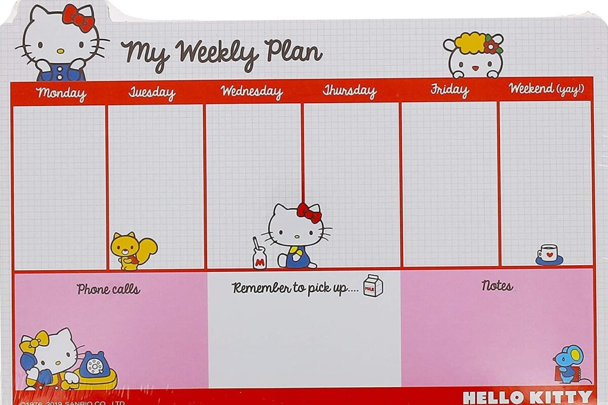 💍 🌸 Hello Kitty Weekly Planner | 52 Pages Desktop Block | romanticize your routine