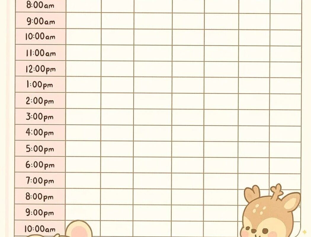 Kawaii Hourly Weekly Planner Printable for Time Blocking — 📁 📝 stay inspired all year long