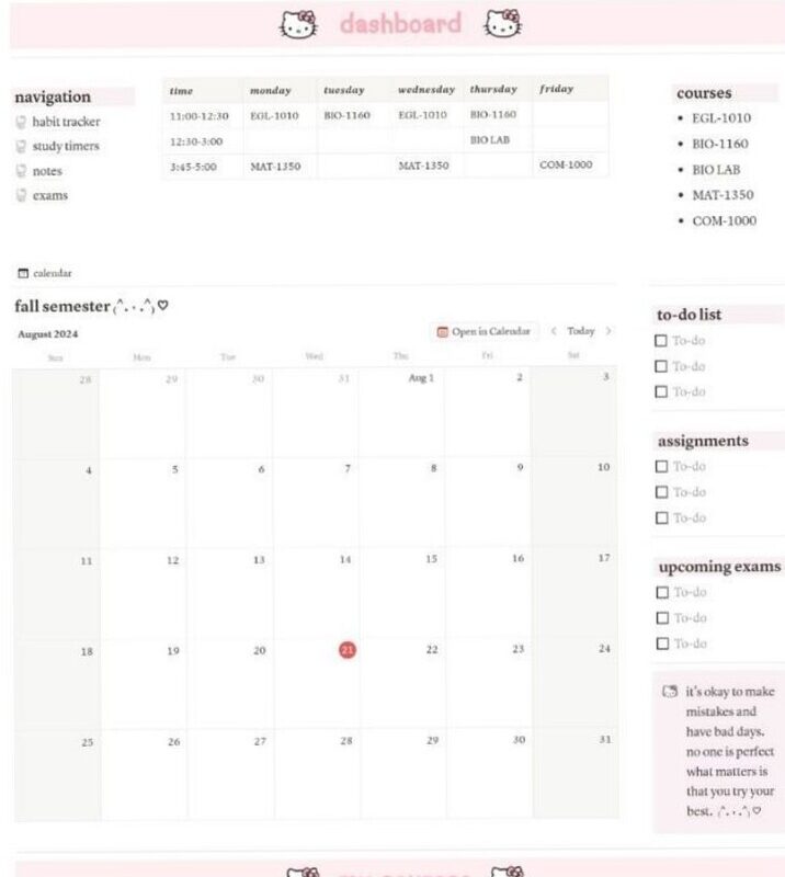 👰 💌 Kawaii Pink School Notion Template | Hello Kitty Study Aesthetics | 2026 efficiency hack