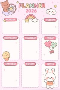 Kawaii Weekly Planner for Joyful Scheduling — 🍰 💌 romanticize your routine