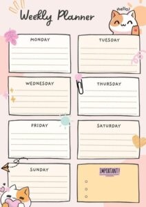 💍 👰 Kawaii Weekly Planner Printables for Creative Scheduling | secret to staying productive
