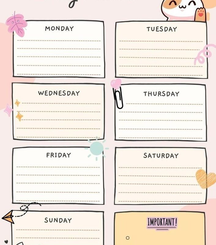 💍 👰 Kawaii Weekly Planner Printables for Creative Scheduling | secret to staying productive
