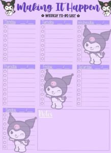 📊 📌 Kuromi Weekly Planner — Digital Design & Creative Planning Tool | secret to staying productive