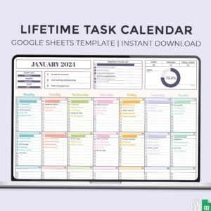 ☁️ 🕯️ Lifetime Task Calendar — Monthly, Unlimited Years & To-Do List | dream life manifestation