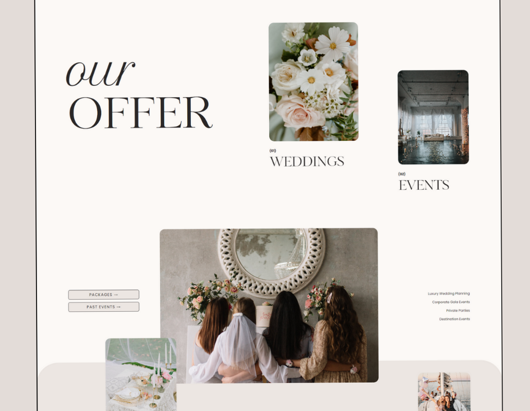 📅 📌 Minimal & Elegant Website Design for Event Planners & Wedding Photographers | romanticize your routine