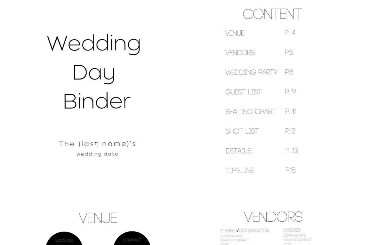 🍰 👰 Minimalist Wedding Day Binder Planner Template | romanticize your routine