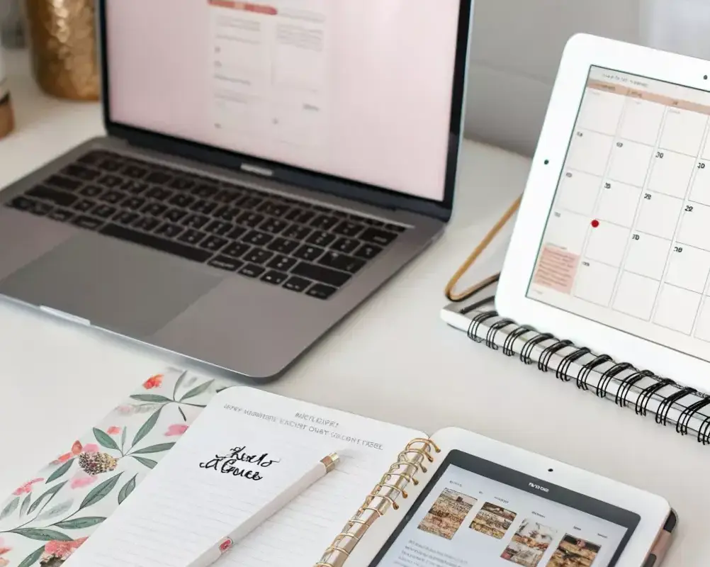 💎 📍 Minimalist Workspace with MacBook, iPad & Notion Planner | pro digital dashboard