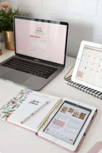 💎 📍 Minimalist Workspace with MacBook, iPad & Notion Planner | pro digital dashboard