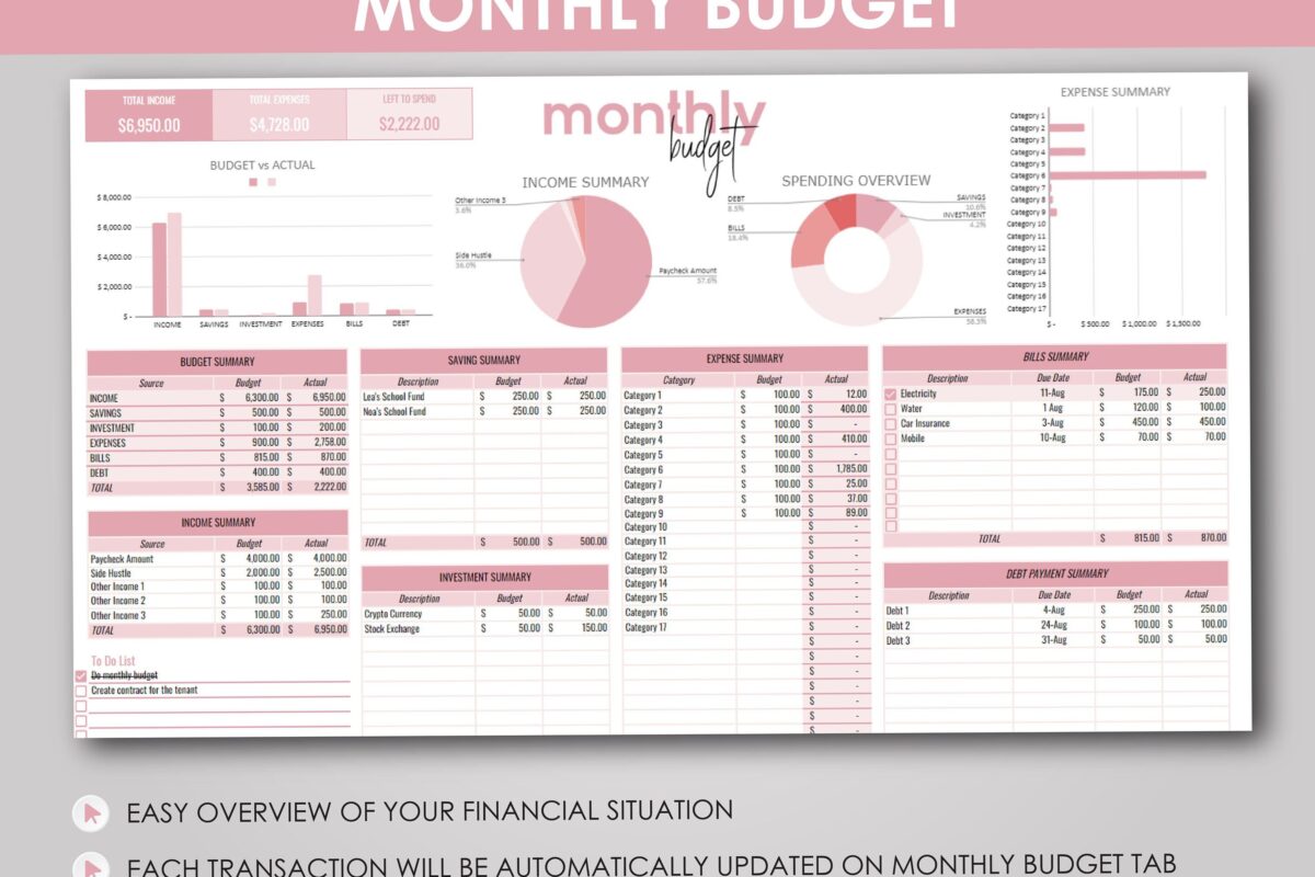 Monthly Budget Planner: Google Sheet Template | Financial Organizer | Personal Expense Tracker — 🎀 🤍 no-stress tracker