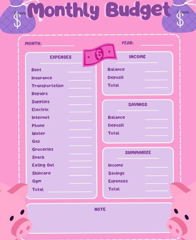 🤍 ✨ Monthly Budget Template for Creative Planners & Designers | secret to staying productive