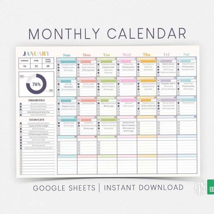 Monthly Calendar — Unlimited Years & Cash Flow Tracker — 🌸 🍰 essential planning guide