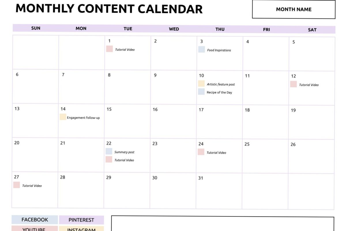 💎 🌈 Monthly Content Calendar Template — Google Sheets & Excel | secret to staying productive