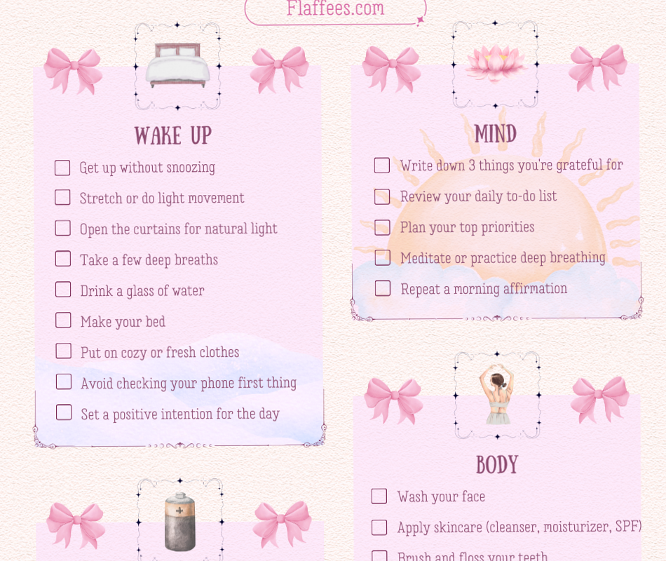 Morning Routine Planner | Self-Care & Productivity Checklist — 🌿 ☁️ no-stress tracker