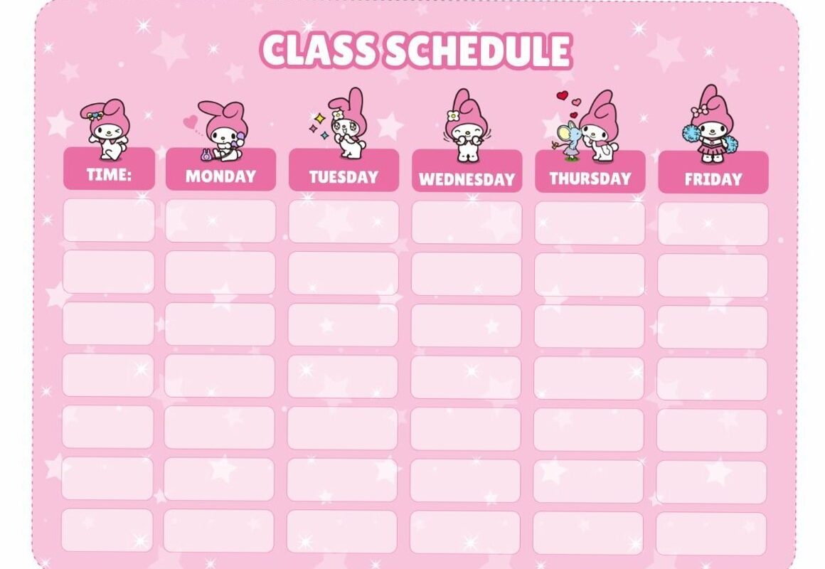 MY MELODY CLASS SCHEDULE PDF | DIGITAL DESIGN PLANNER — 🕯️ ☁️ secret to staying productive