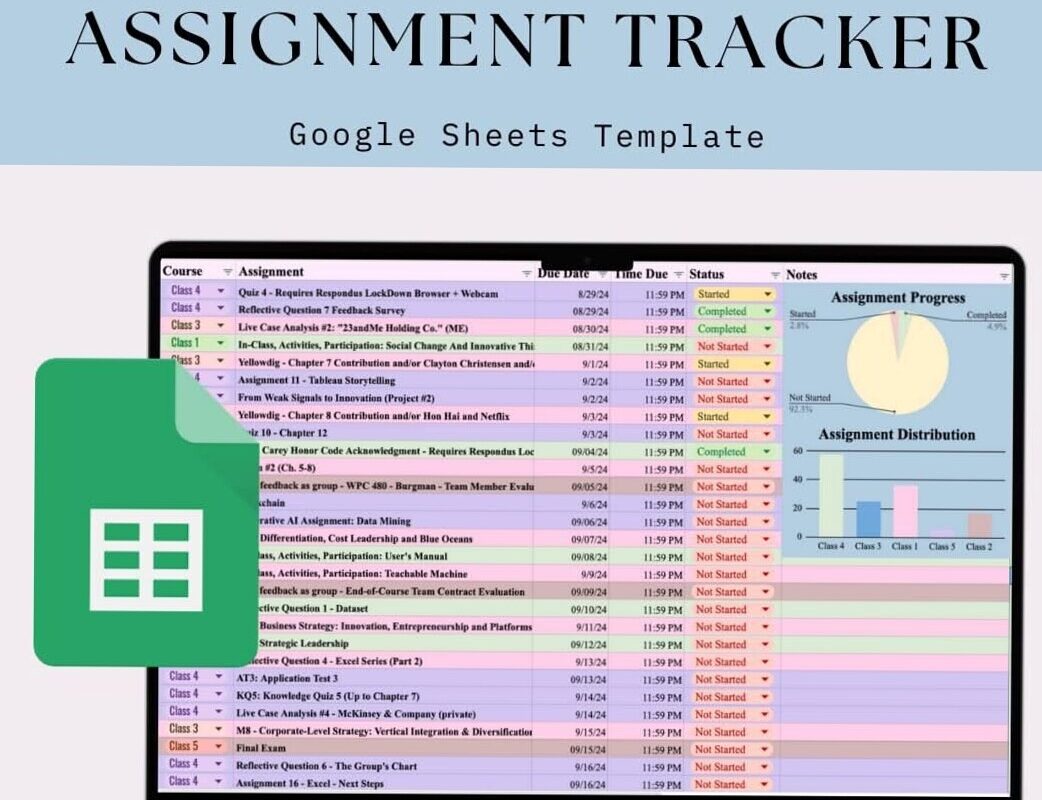 💍 👰 no-stress tracker: College Assignment Tracker for Organized Study Planning