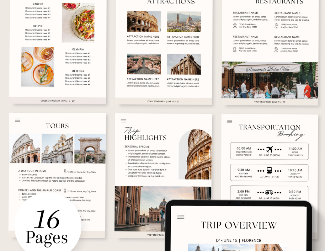 📌 📊 no-stress tracker: Editable Travel Itinerary Template for Honeymoon & Holiday Planning