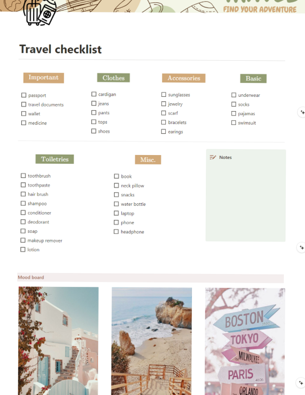 📊 📅 no-stress tracker: Plan Your Perfect Trip 2025 with Notion Travel Checklist