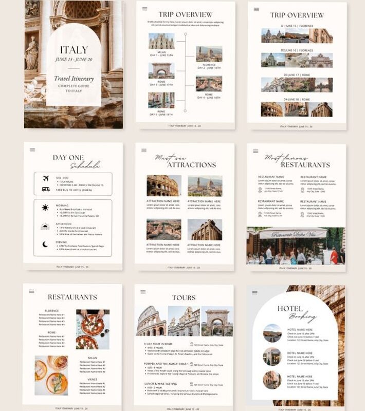 🎨 💎 no-stress tracker: Printable Travel Itinerary Planner | Vacation Guide Template