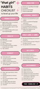 👰 👰 no-stress tracker: That Girl Habits Checklist | Self Growth & Productivity