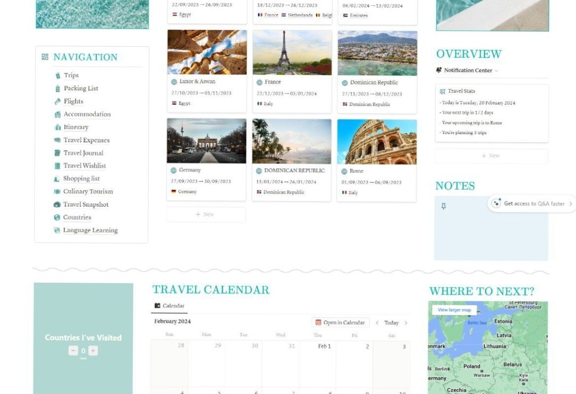 📁 📌 Notion Travel Planner: 17 Amazing Templates | only tool for life admin