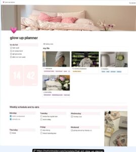 🖌️ 📍 only tool for life admin: That Girl Glow Up Planner Notion Template Black White