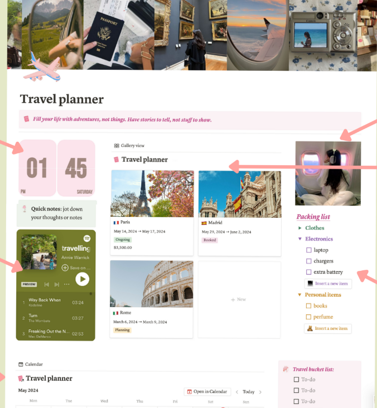 🕯️ ☁️ only tool for life admin: Dream Trip Planner — Notion Template for Travel & Digital Design