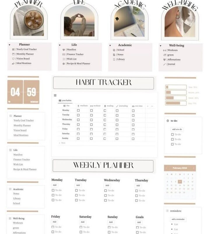 ✨ 🌿 only tool for life admin: That Girl 2026: Aesthetic Notion Planner Template