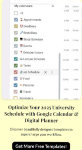 Optimize Your 2025 University Schedule with Google Calendar & Digital Planner — 🖇️ 📁 romanticize your routine