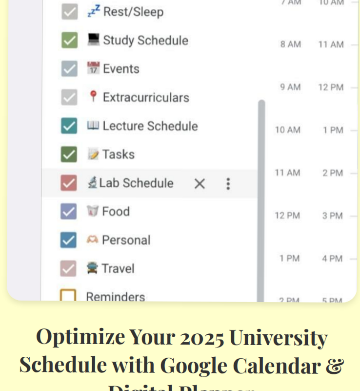 Optimize Your 2025 University Schedule with Google Calendar & Digital Planner — 🖇️ 📁 romanticize your routine