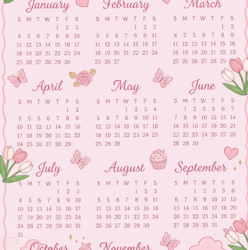 📅 🖇️ Pink Balloon Calendar Design 🌷 | secret to staying productive