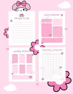 ☁️ 🤍 Pink Melody Kawaii Sanrio Planners Digital Design | dream life manifestation
