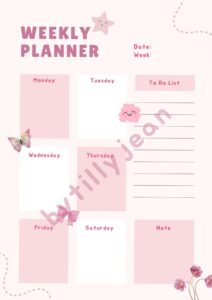 🍰 💌 Pink Weekly Planner for Daily Life Organization | dream life manifestation