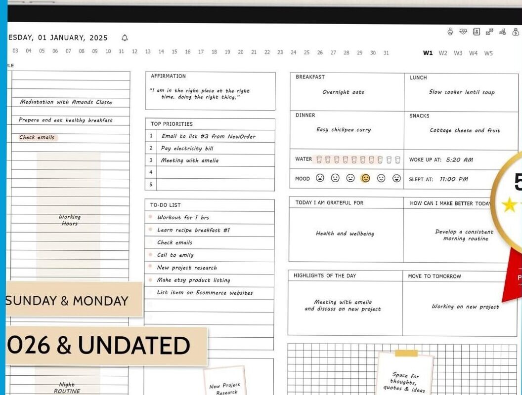Plan Ahead with the 2025 Daily Goodnotes Bundle — 🌸 💍 dream life manifestation