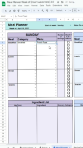💍 🌸 Plan Your Week with Excel or Google Sheets Meal Planner | pro digital dashboard