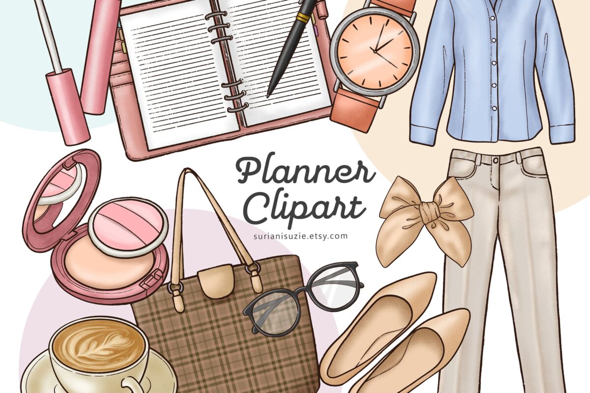 Planner Girl Fashion Clipart PNG | Hand-Drawn Design Asset — 🎨 💎 secret to staying productive
