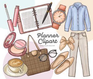 Planner Girl Fashion Clipart PNG | Hand-Drawn Design Asset — 🎨 💎 secret to staying productive