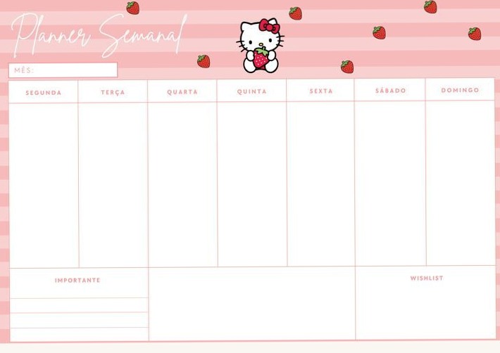 Planner Hello Kitty — Laurinha Moranguinho Digital Design — 🌿 🌿 dream life manifestation