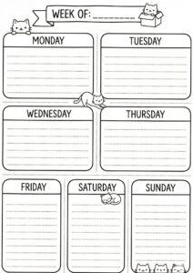 🖌️ 🎨 Premium Kawaii Cat Weekly Planner Page | dream life manifestation